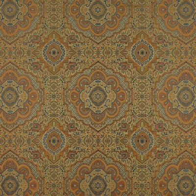 Sharada 137 Antique Red Beige POLYESTER Fire Rated Fabric Damask Medallion  Heavy Duty Ethnic and Global   Fabric