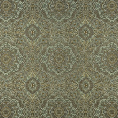 Sharada 500 Glacier White POLYESTER Fire Rated Fabric Damask Medallion  Heavy Duty Ethnic and Global   Fabric