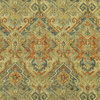 Sutton 196 Linen Beige COTTON  Blend Fire Rated Fabric Ethnic and Global  Ikat  Fabric