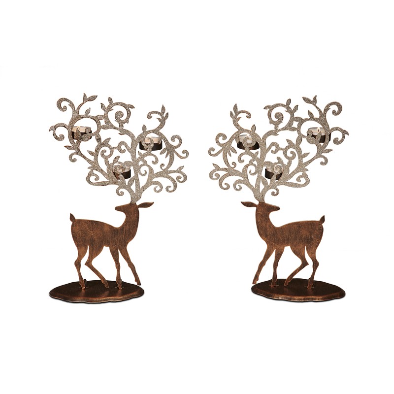 Copper Reindeer Votive Candle Holder Set Accessories