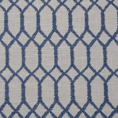 Mitchell Fabrics Sailing Royal in Weekend Blue Polyester  Blend Lattice and Fretwork   Fabric