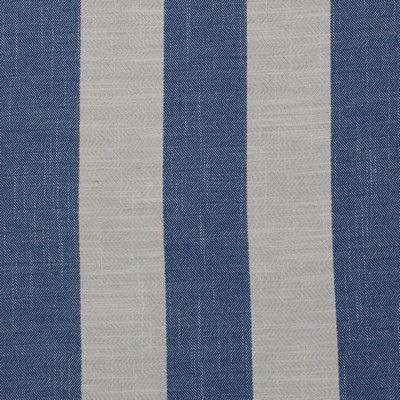 Mitchell Fabrics Pebble Beach Royal in Weekend Blue Polyester  Blend Wide Striped   Fabric