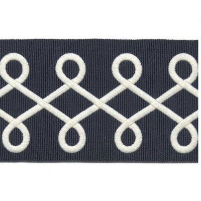 RM Coco Trim Bd108 Border 3.125in Navy in Creative Threads Blue Rayon  Blend  Trim Border Wide  Trim Tape  Fabric