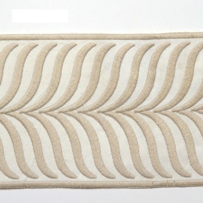 RM Coco Trim Bd109 Border 3.375in Linen in Creative Threads Beige Polyester  Trim Border Wide  Trim Tape  Fabric
