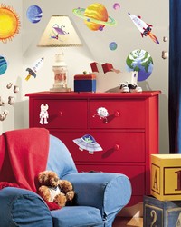 OUTER SPACE PEEL  STICK WALL DECALS by  Roommates 