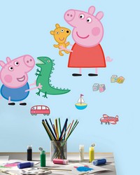 PEPPA THE PIG  PEPPA GEORGE PLAYTIME PEEL AND STICK GIANT WALL DECALS by  Roommates 