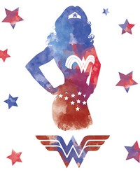 WONDER WOMAN WATERCOLOR PEEL AND STICK GIANT WALL DECALS by  Roommates 