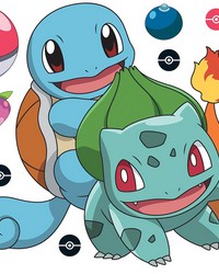 Pokemon Squirtle Charmander Bulbasaur Peel & Stick Giant Wall Decals by   