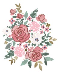 Floral & Gold Pink Wall Decals by  Roommates 