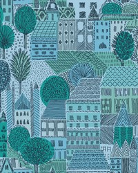 Charming Village Blue Peel & Stick Wallpaper by  Roommates 