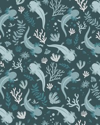 Axolotl Blue Underwater Garden Peel & Stick Wallpaper by  Roommates 