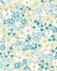 Wildflower Impressions Aqua Peel & Stick Wallpaper by  Roommates 