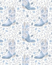 Cowgirl Like Me Blue Peel & Stick Wallpaper by  Roommates 