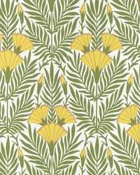 Floral Fanfare 01 Vivid Yellow by  1838 Wallcoverings 