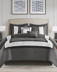 Powell Dark Grey 8 Piece Embroidered Comforter Set King by   