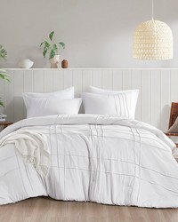 Porter White Soft Washed Pleated Comforter Set Queen by   