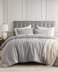 Mina Light Grey Waffle Weave Textured Comforter Set King by   