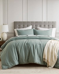 Mina Sage Green Waffle Weave Textured Comforter Set Queen by   