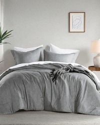 Camden Grey Chambray Print Solid Comforter Set King by   