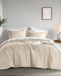 Camden Neutral Chambray Print Solid Comforter Set King by   