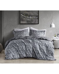 Maca Gray Textured Print Reversible Comforter Set Queen by   