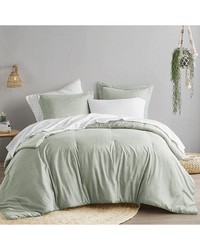 Camden Sage Green Chambray Print Microfiber Comforter Set with Bed Sheets King by   