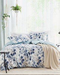 Gabby Navy/Blue Reversible Floral Botanical Seersucker Comforter Set Queen by   