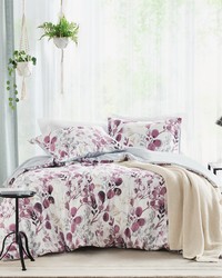Gabby Plum/Grey Reversible Floral Botanical Seersucker Comforter Set Queen by   