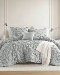 Bailey Gray Diamond Pucker Woven Comforter Set Queen by   