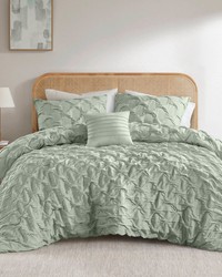 Bailey Green Diamond Pucker Woven Comforter Set King by   
