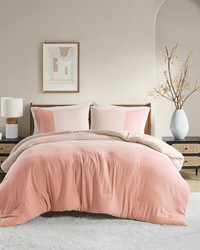 Miro Pink Soft Washed Color Block Comforter Set King by   