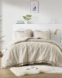 Phoebe Neutral Diamond Quilted Ruffle Edge Comforter Set King by   