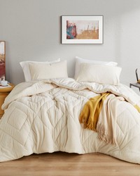 Kyla Ivory Double Diamond Quilted Teddy Comforter Set King by   