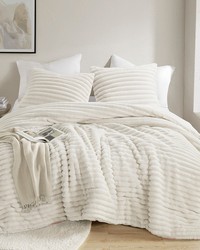 Avril Ivory Fluffy Ribbed Plush Comforter Set King by   
