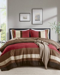 Boulder Stripe Brick Pieced Faux Suede Comforter Set King by   