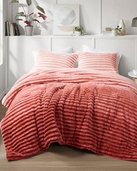 Avril Blush Ombre Fluffy Ribbed Plush Comforter Set King by   