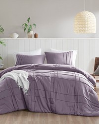 Porter Purple Soft Washed Pleated Comforter Set King by   