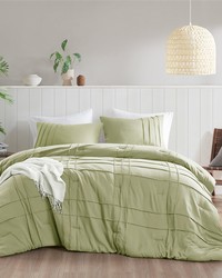 Porter Sage Soft Washed Pleated Comforter Set Full by   