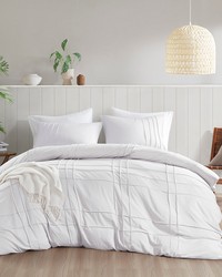 Porter White Soft Washed Pleated Duvet Cover Set King by   