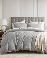 Mina Light Grey Waffle Weave Textured Duvet Cover Set King by   
