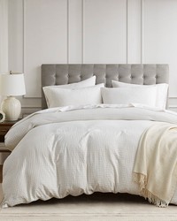 Mina White Waffle Weave Textured Duvet Cover Set King by   