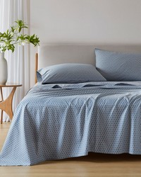 144 Thread Count Cotton Diamond Blue Twin by   