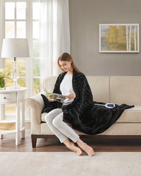 Heated Duke Faux Fur Heated Throw Black Heated Duke Faux Fur Heated Throw Black by