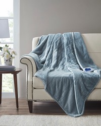 Heated Microlight to Berber Throw Blue Heated Microlight to Berber Throw Blue by