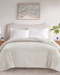 Microplush Heated Blanket with Wifi Technology Ivory Queen by   