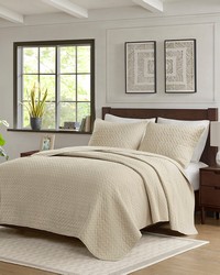 Velvet Touch Linen 3 Piece Luxurious Oversized Quilt Set Queen by   