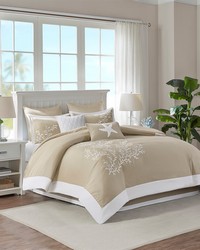 Coastline Khaki 6 Piece Oversized Cotton Jacquard Comforter Set King by   