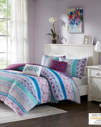 Joni Purple Comforter Set Queen by   