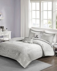 Zoey Grey/Silver Metallic Triangle Print Comforter Set Twin by   