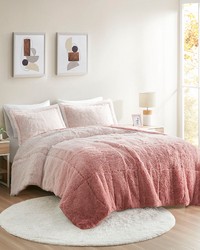Brielle Blush Ombre Shaggy Long Fur Comforter Mini Set Twin by   